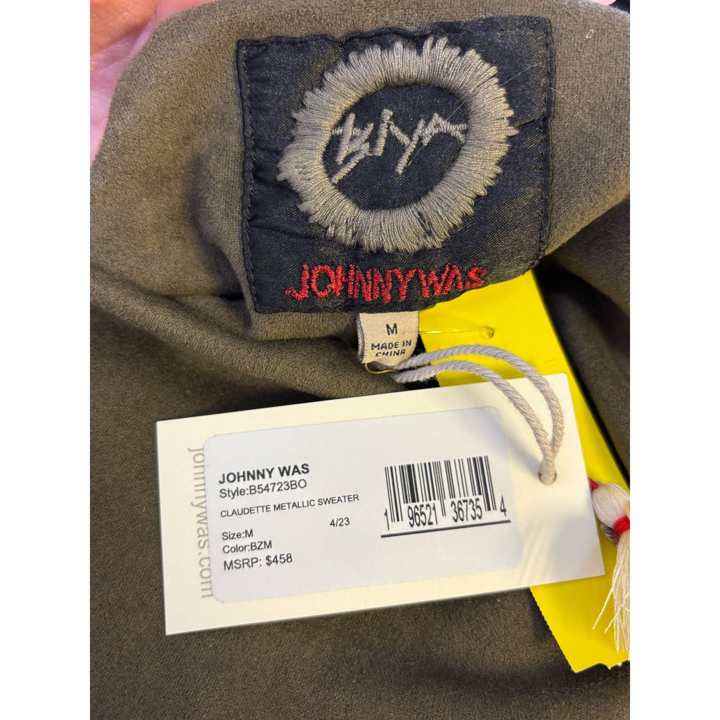Biya Johnny Was Olive Hooded Embroidered Open-Front Jacket M