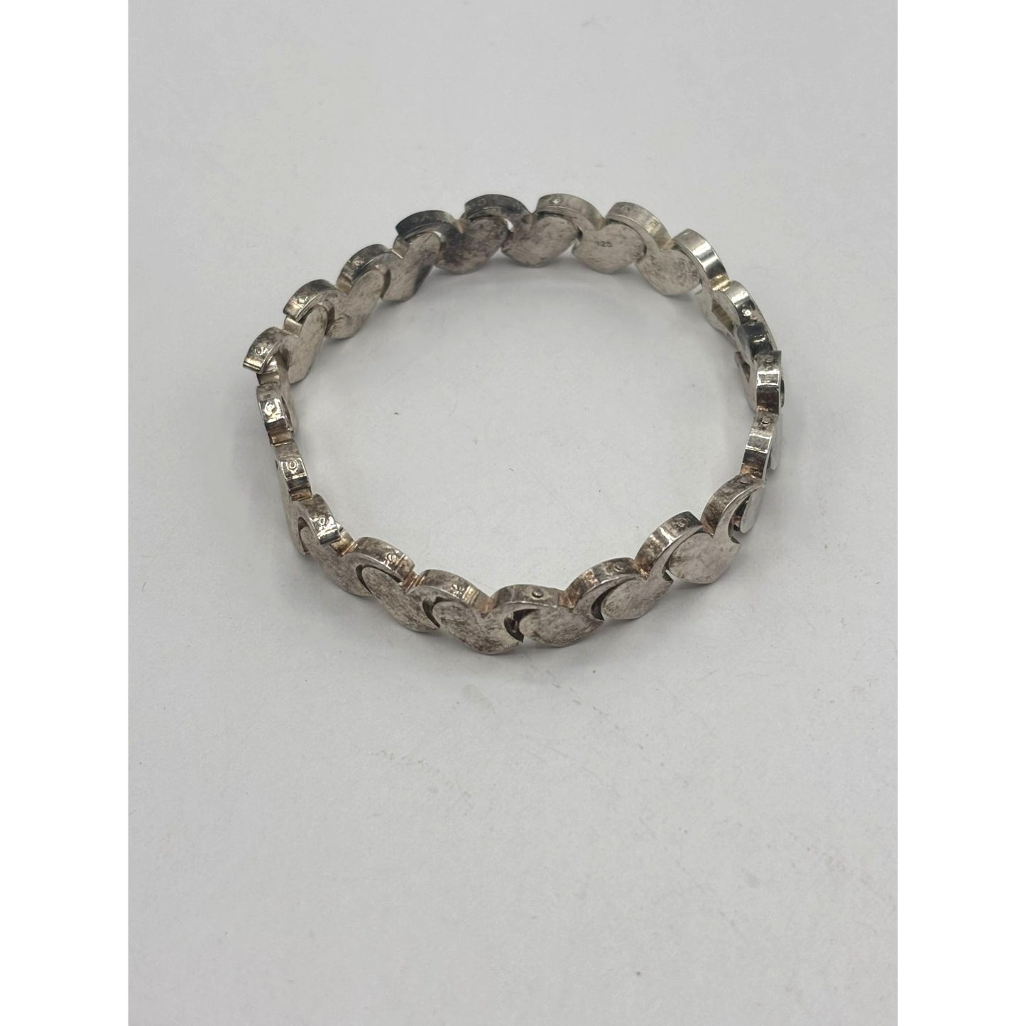 Vintage Silver Heart Link Bracelet