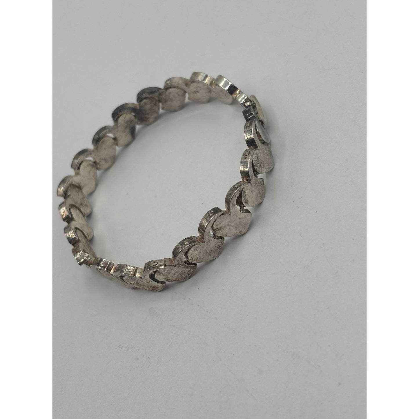 Vintage Silver Heart Link Bracelet