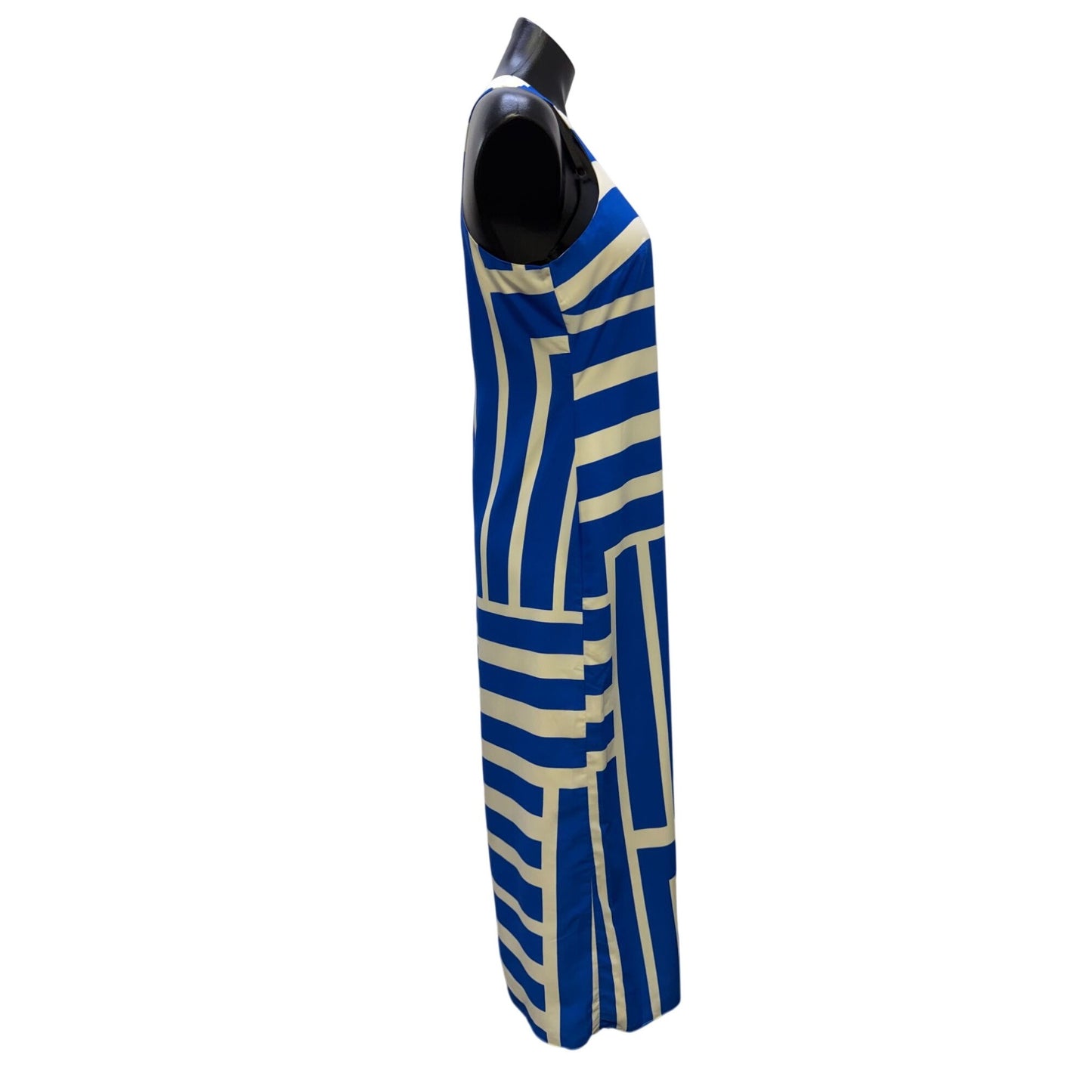 Donna Morgan Blue & White Geometric Print Sleeveless Maxi Dress Size 4