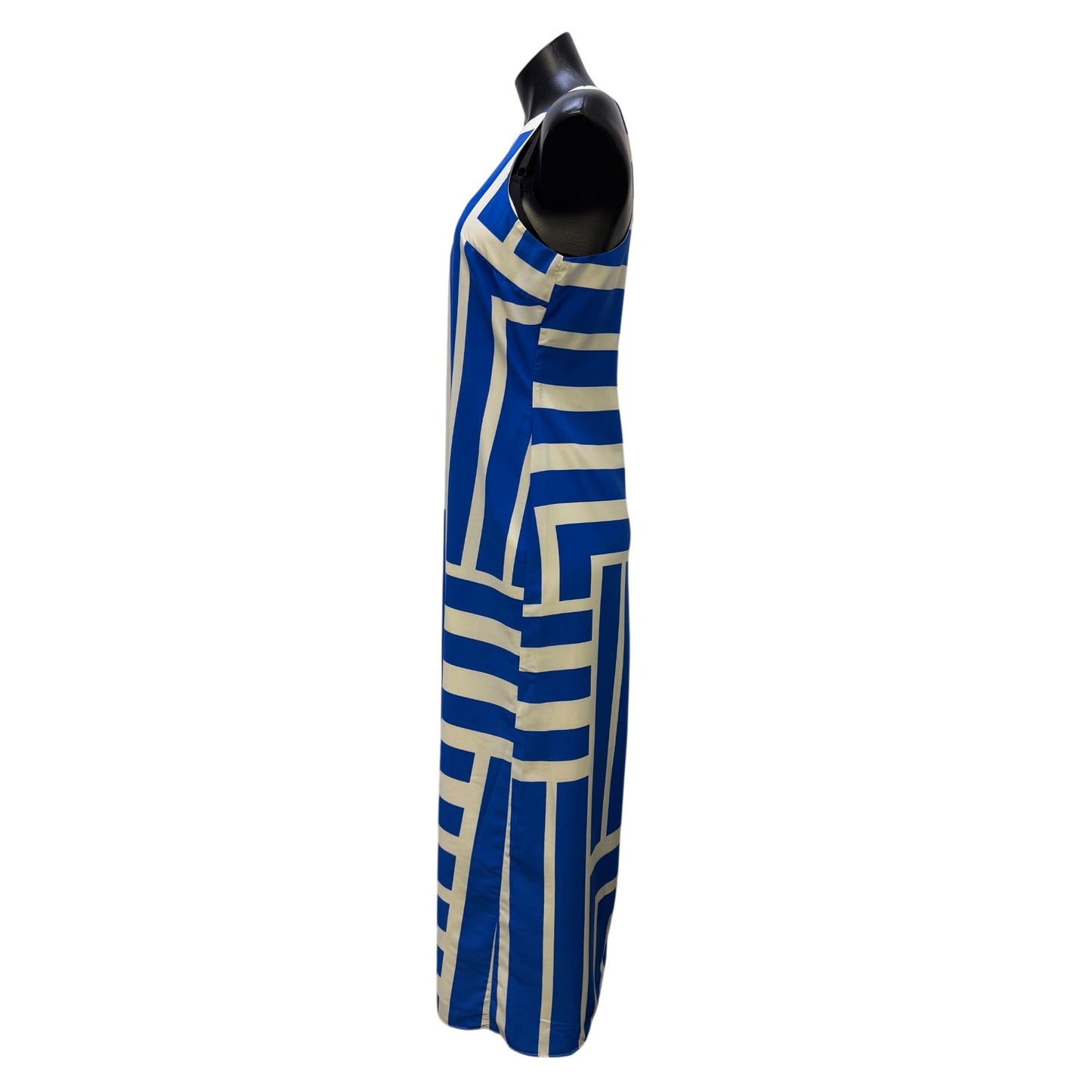 Donna Morgan Blue & White Geometric Print Sleeveless Maxi Dress Size 4