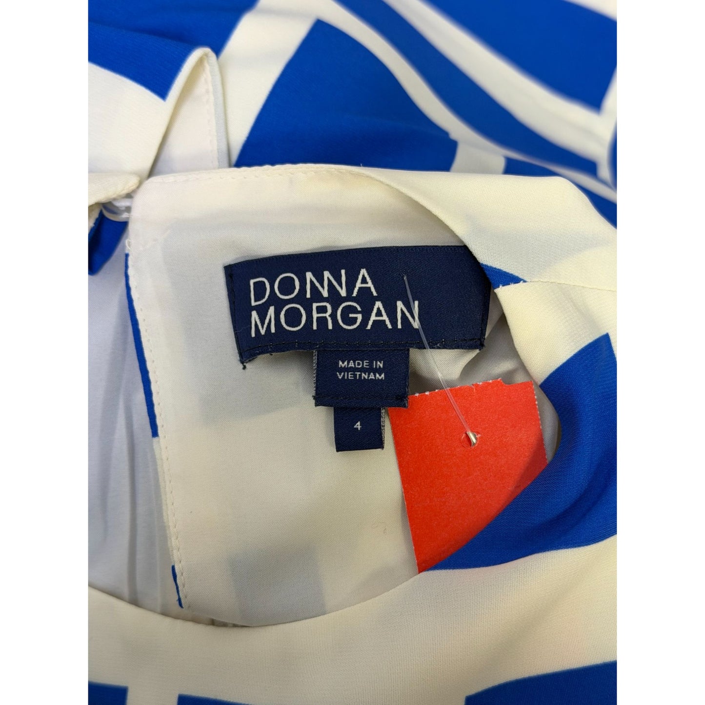 Donna Morgan Blue & White Geometric Print Sleeveless Maxi Dress Size 4