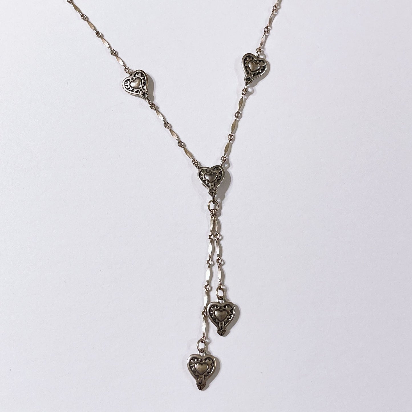 Brighton 5 Hearts Chain Necklace Long Silver Tone