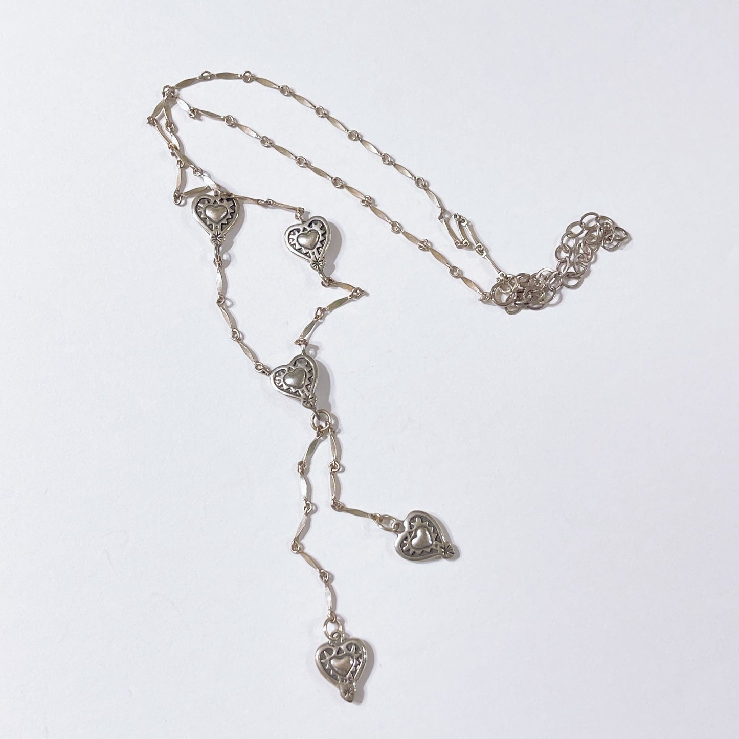 Brighton 5 Hearts Chain Necklace Long Silver Tone