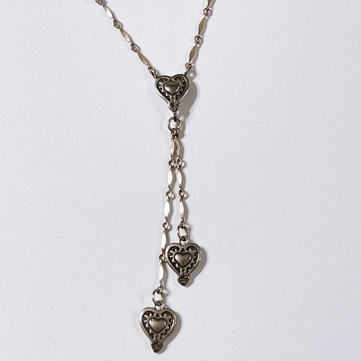 Brighton 5 Hearts Chain Necklace Long Silver Tone