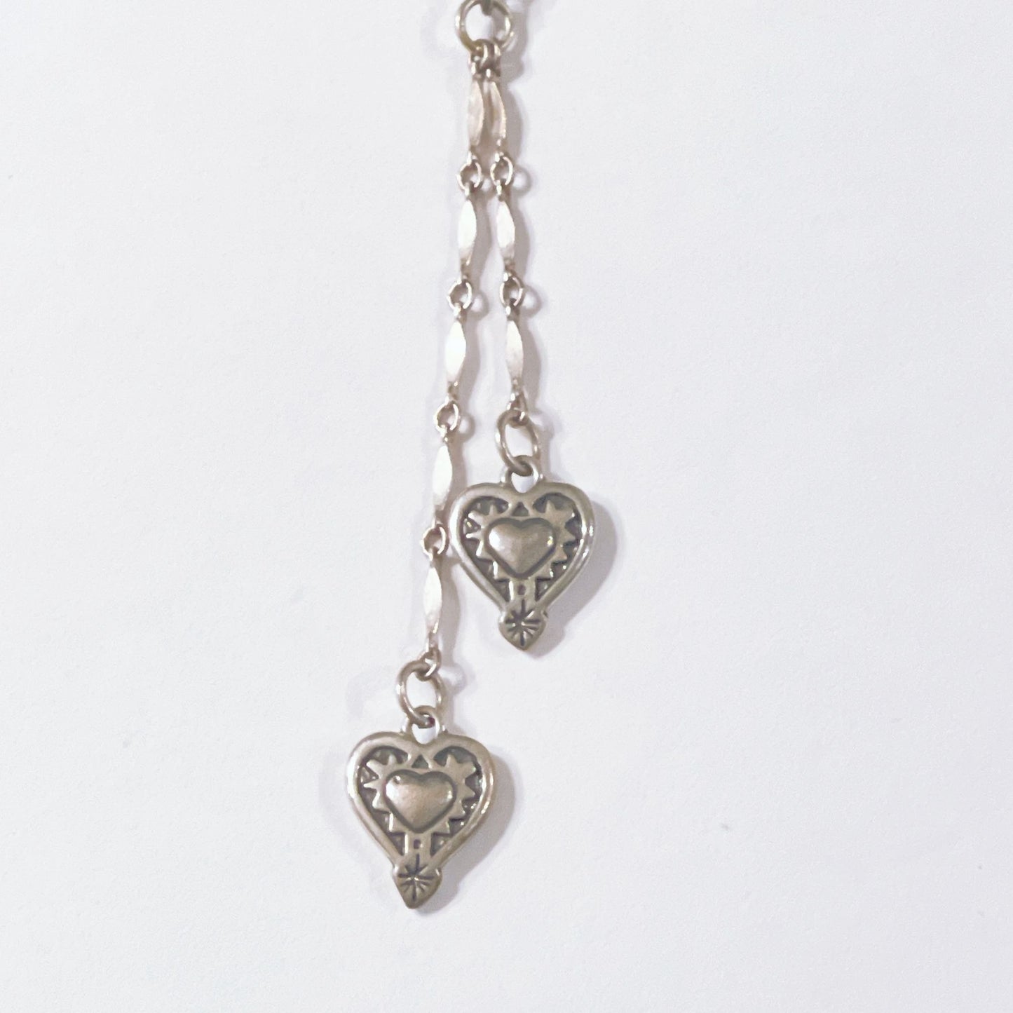 Brighton 5 Hearts Chain Necklace Long Silver Tone