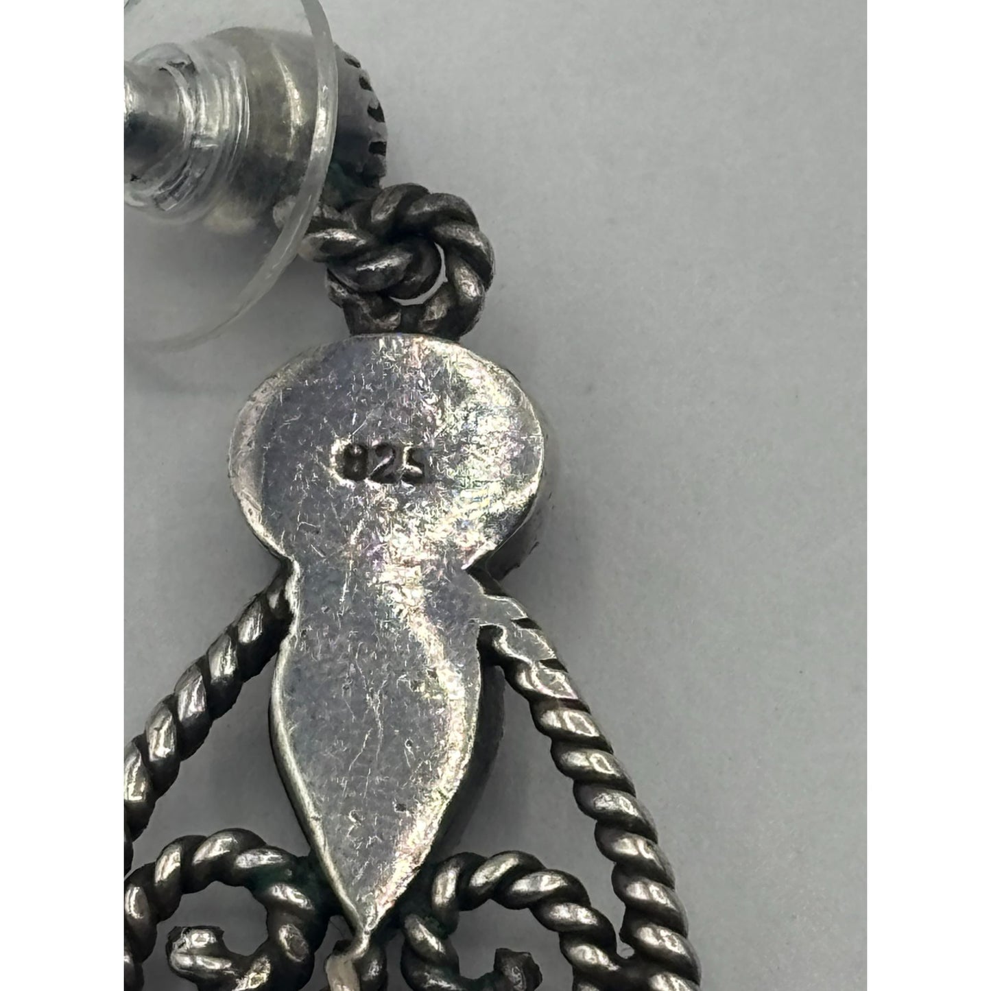 Vintage 925 Sterling Silver & Onyx Chandelier Earrings