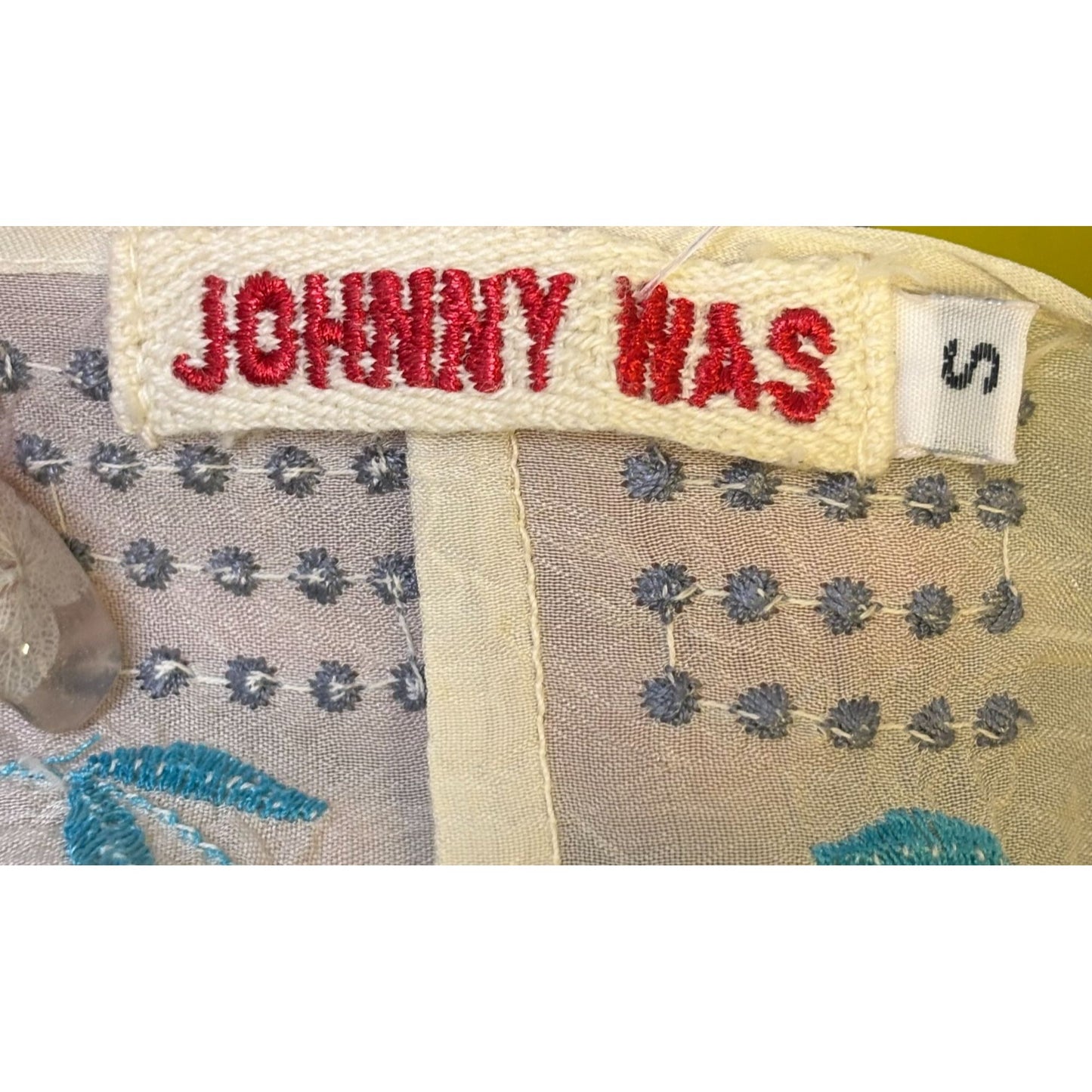Johnny Was Embroidered Floral Tunic Top Beige S