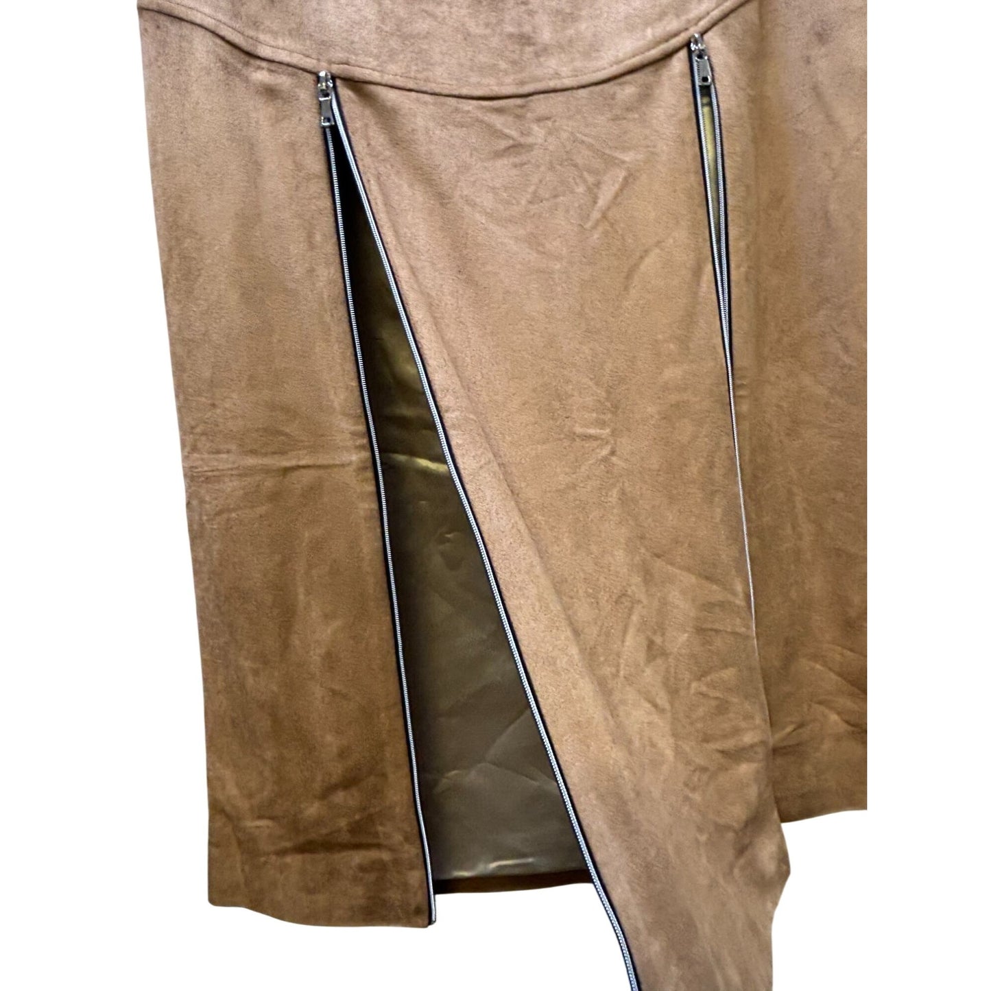 NWT Vivienne Hu Faux Suede A-Line Skirt Brown Size 6