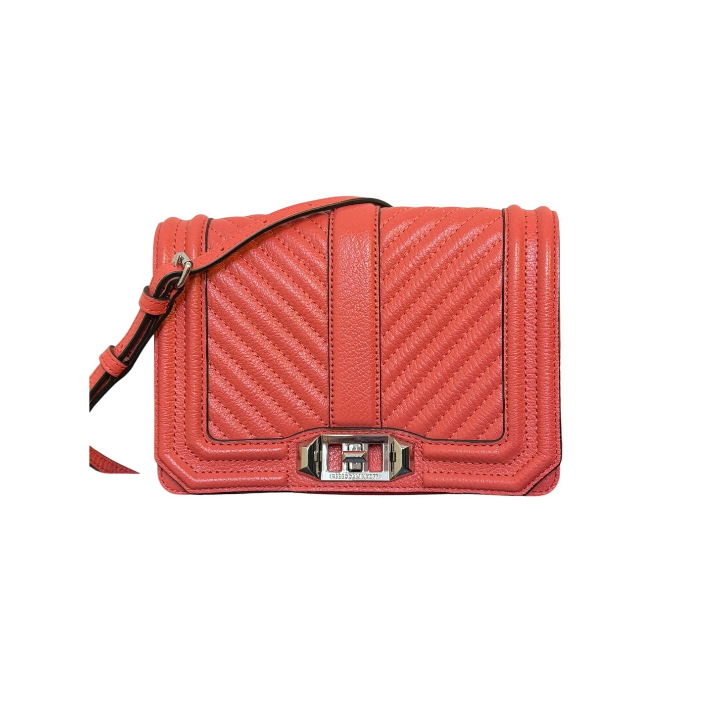 Rebecca Minkoff Quilted Leather Crossbody Bag Shrimp Pink Adjustable Strap