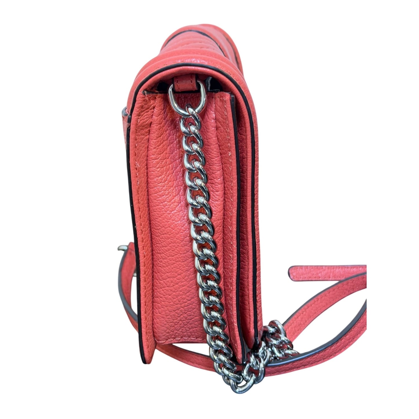 Rebecca Minkoff Quilted Leather Crossbody Bag Shrimp Pink Adjustable Strap