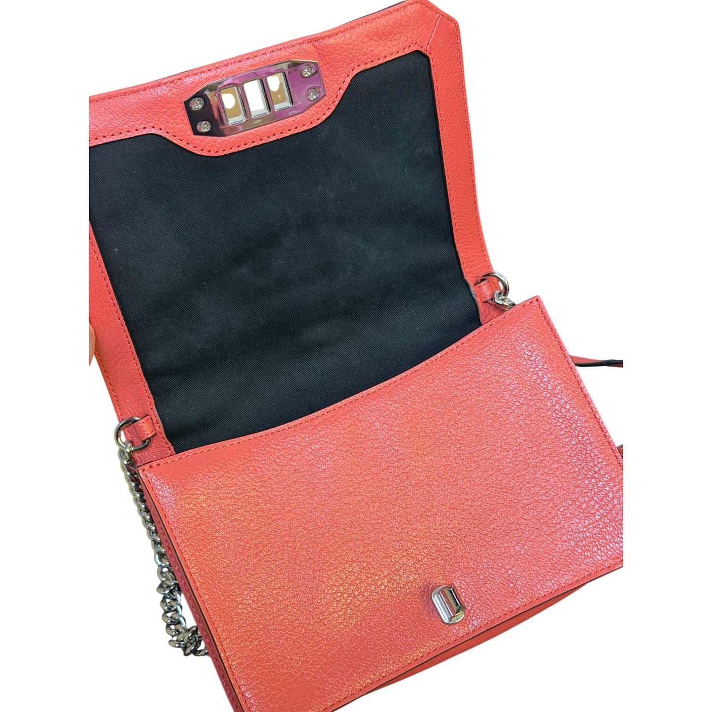 Rebecca Minkoff Quilted Leather Crossbody Bag Shrimp Pink Adjustable Strap