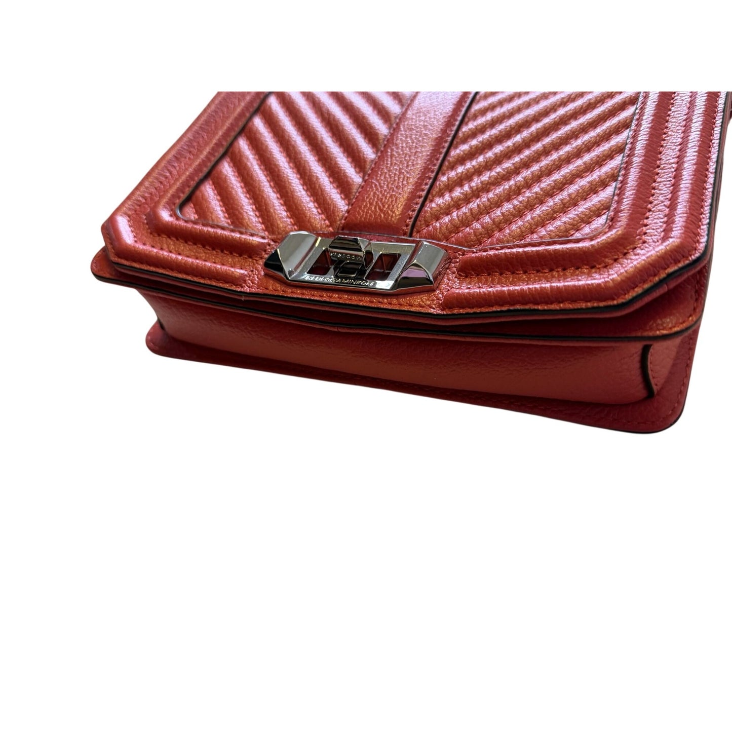 Rebecca Minkoff Quilted Leather Crossbody Bag Shrimp Pink Adjustable Strap