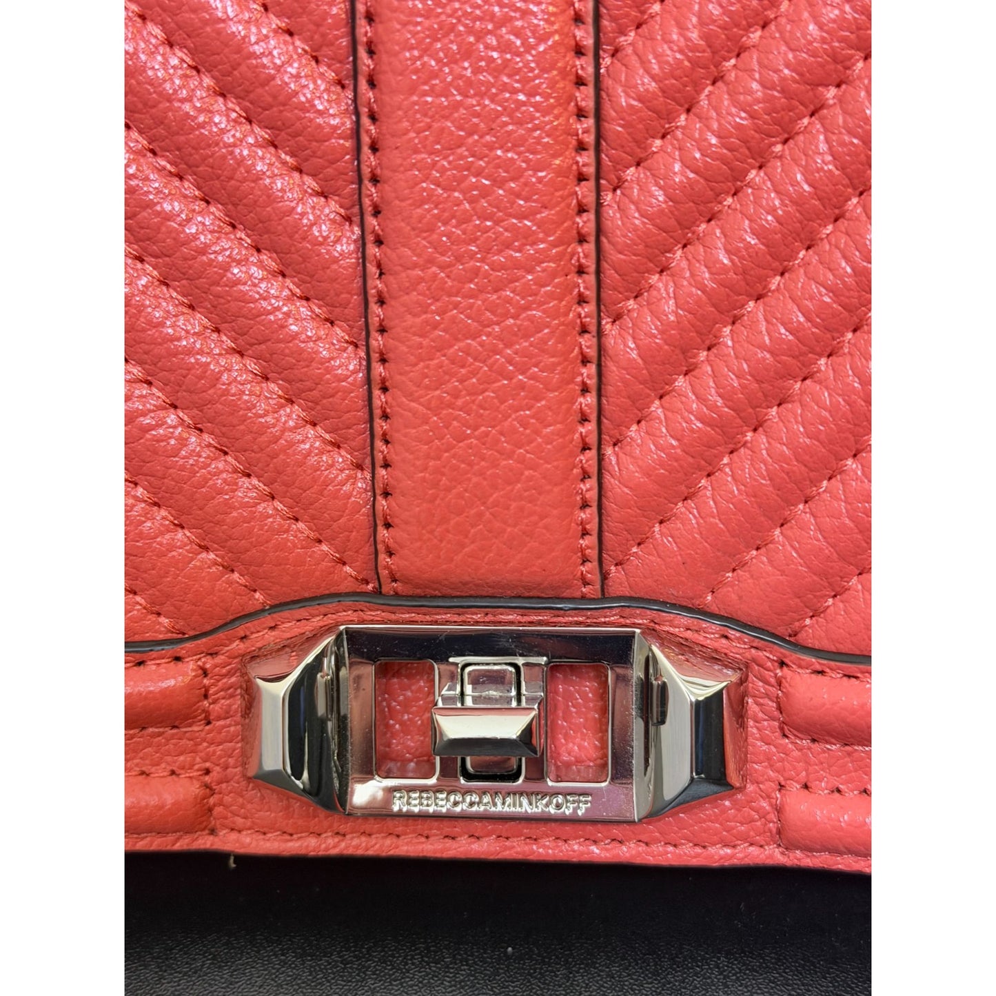 Rebecca Minkoff Quilted Leather Crossbody Bag Shrimp Pink Adjustable Strap