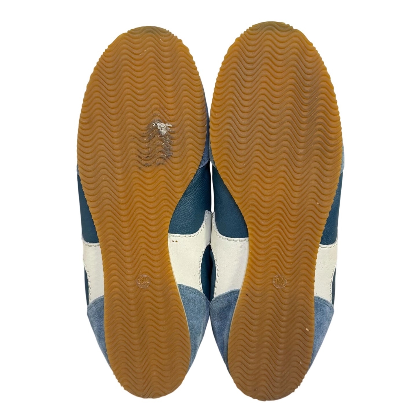 Tory Burch Sneakers Teal & Ivory Leather Suede Lace-Up Size 10.5