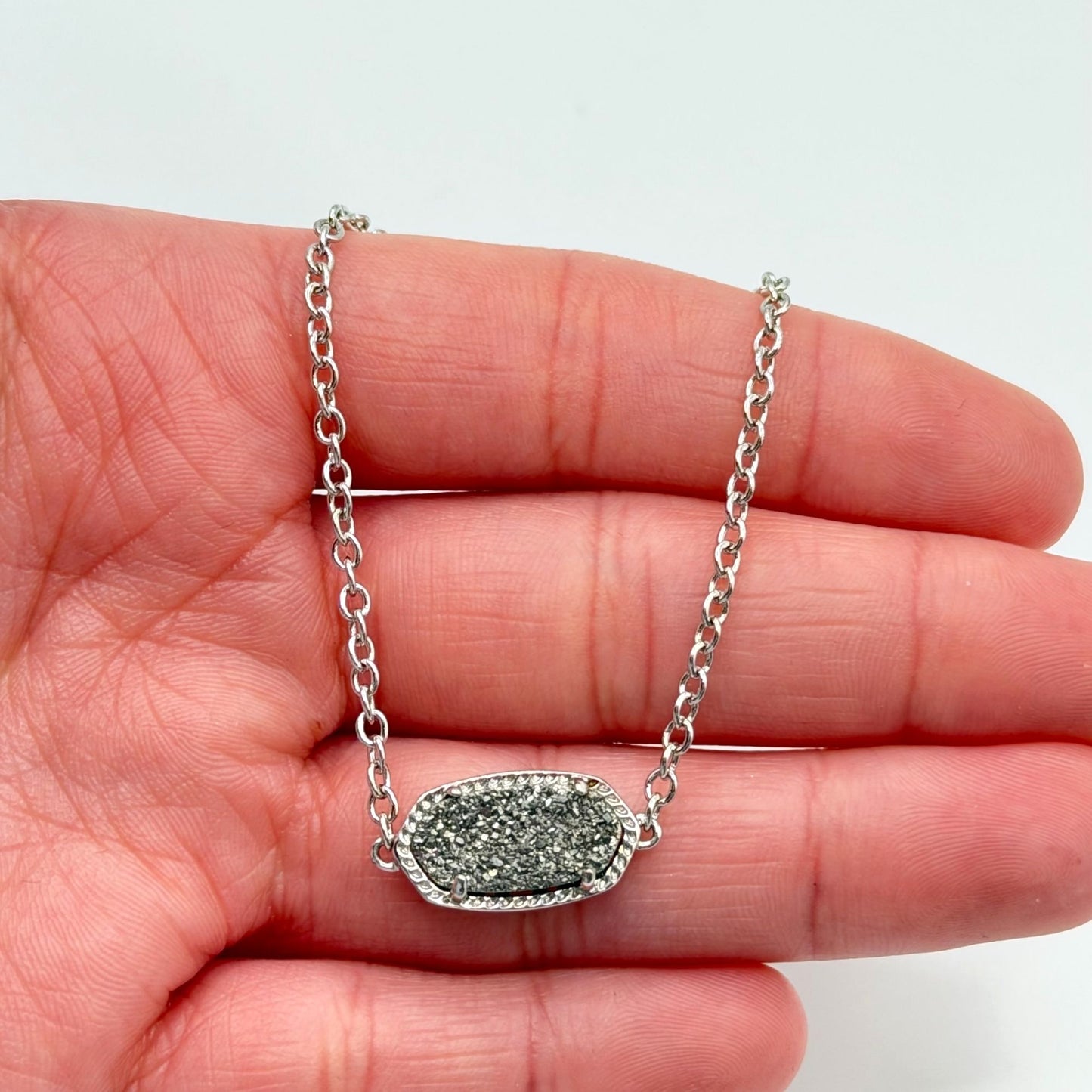 Kendra Scott Elegant Druzy Adjustable Silver Chain Bracelet