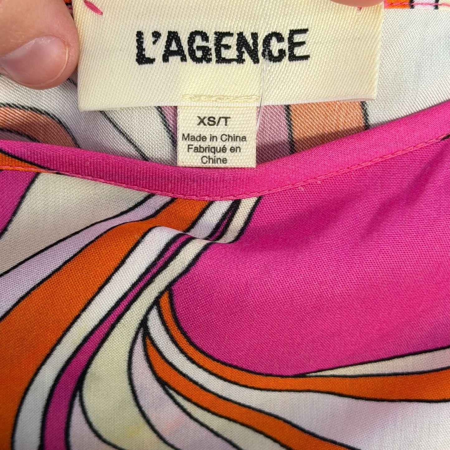 L'agence Pink Multi Swirl Print Sleeveless Blouse XS
