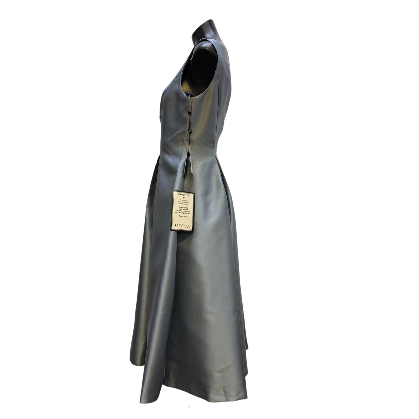 NWT Adrianna Papell Blue Satin Midi Dress Size 8