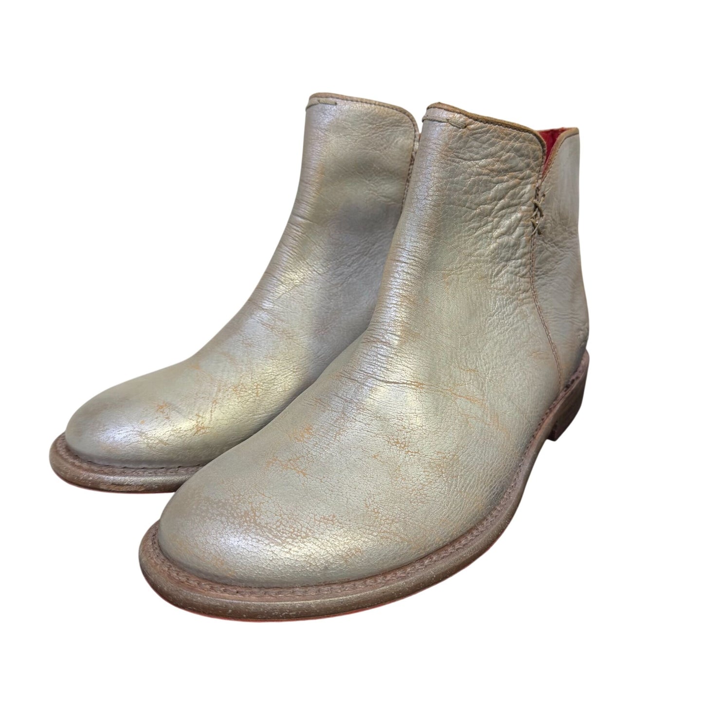 Bed Stu Distressed Ankle Boots Silver Leather Size 10