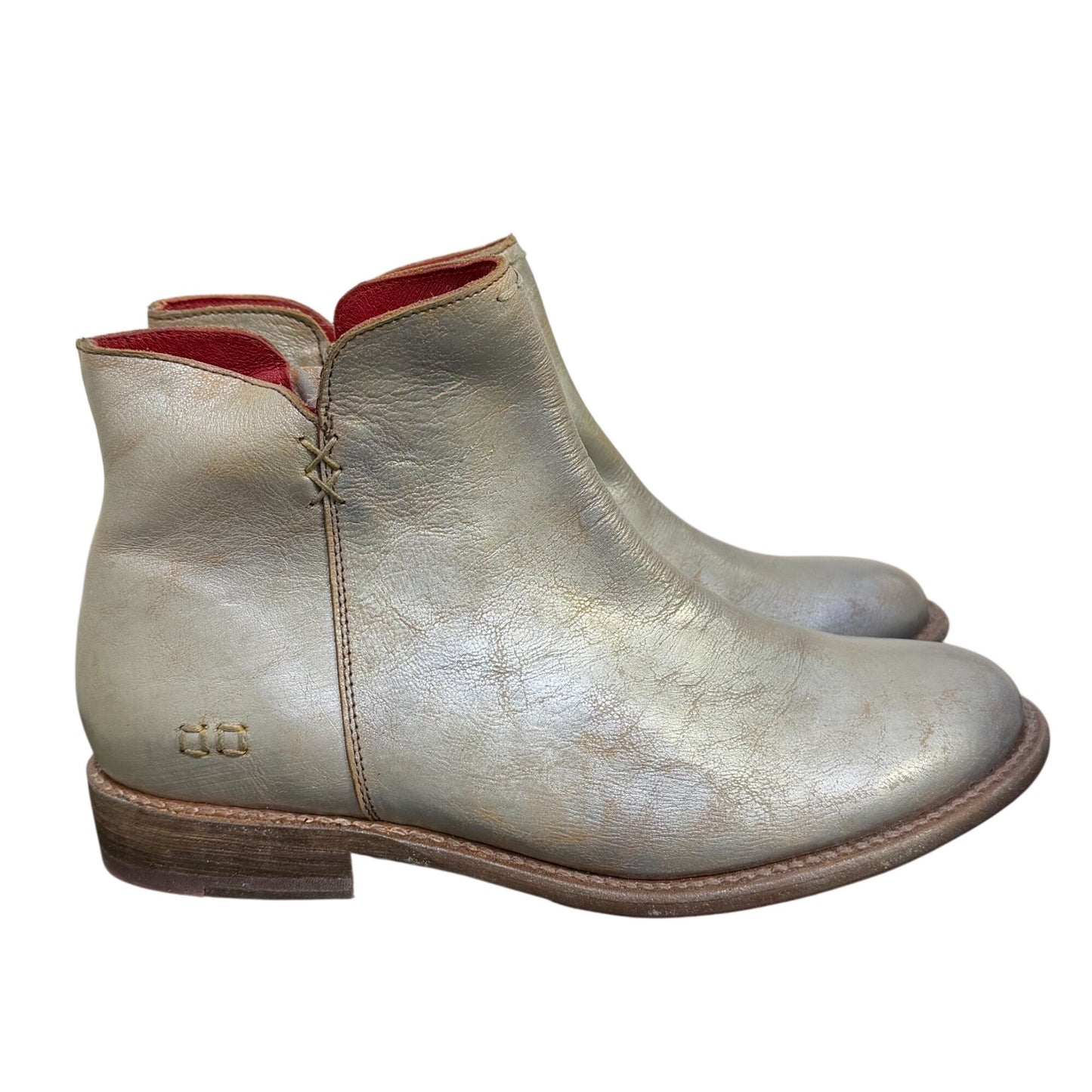 Bed Stu Distressed Ankle Boots Silver Leather Size 10