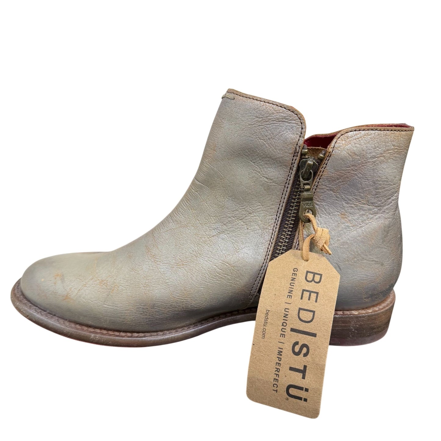 Bed Stu Distressed Ankle Boots Silver Leather Size 10