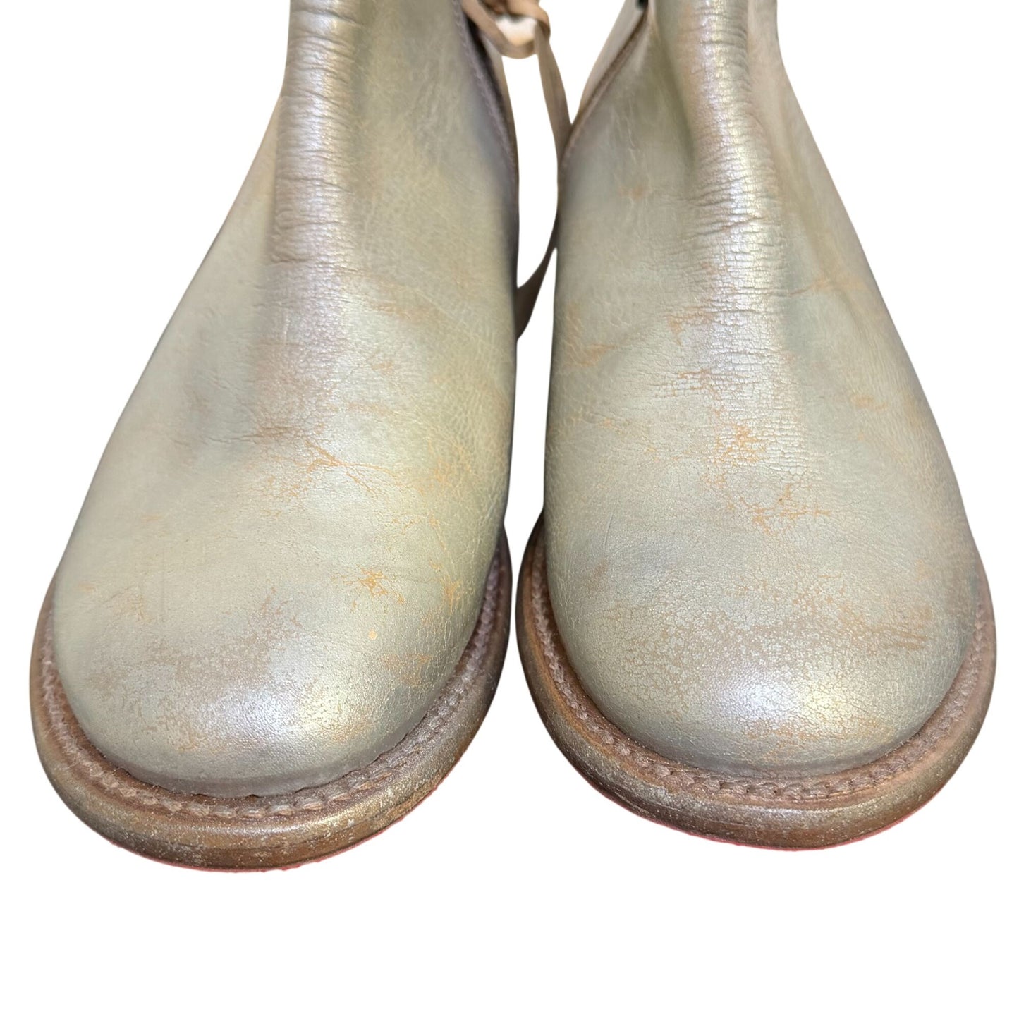 Bed Stu Distressed Ankle Boots Silver Leather Size 10