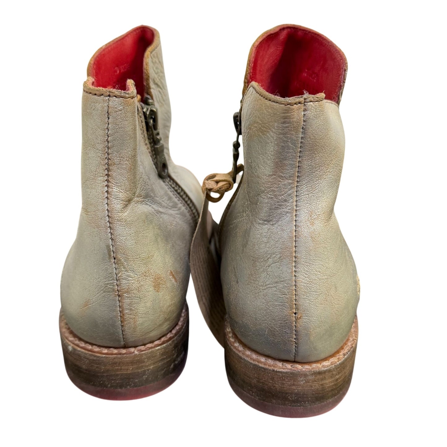Bed Stu Distressed Ankle Boots Silver Leather Size 10
