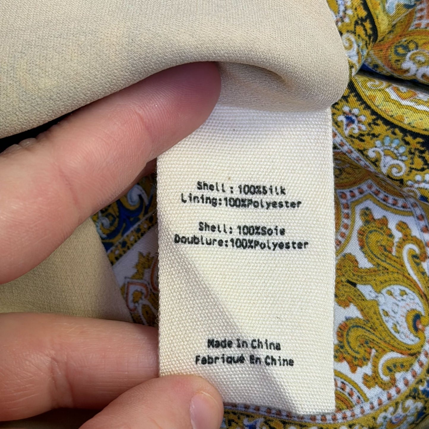 L'agence Silk Sleeveless Blouse Gold & Blue Baroque Print XS