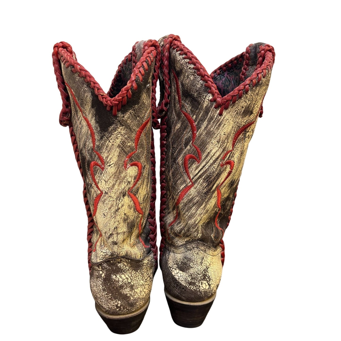 Vintage Charlie 1 Horse Western Cowboy Boots Distressed Leather