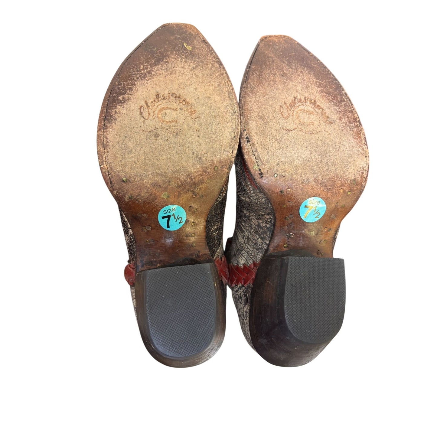 Vintage Charlie 1 Horse Western Cowboy Boots Distressed Leather