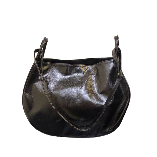 Black Leather Hobo Shoulder Bag