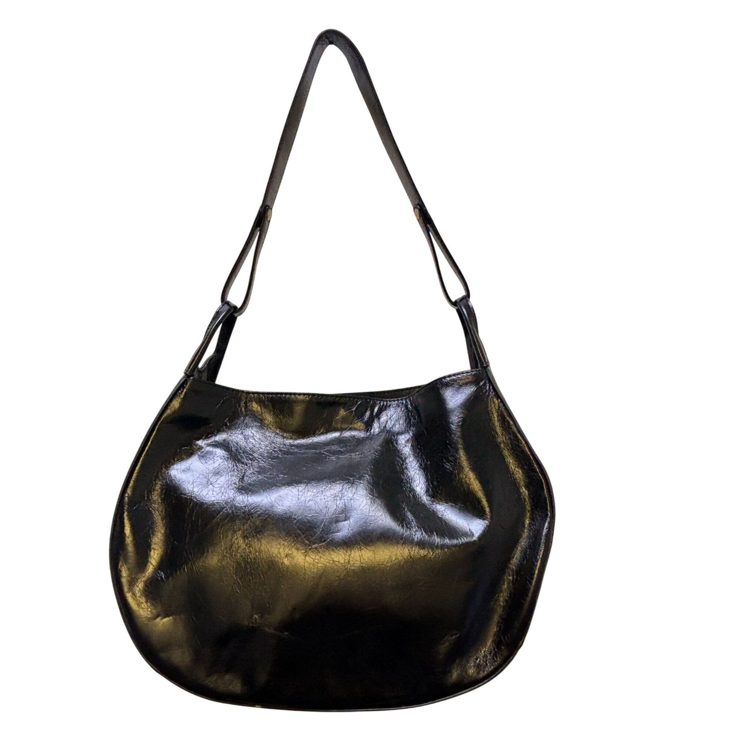 Black Leather Hobo Shoulder Bag