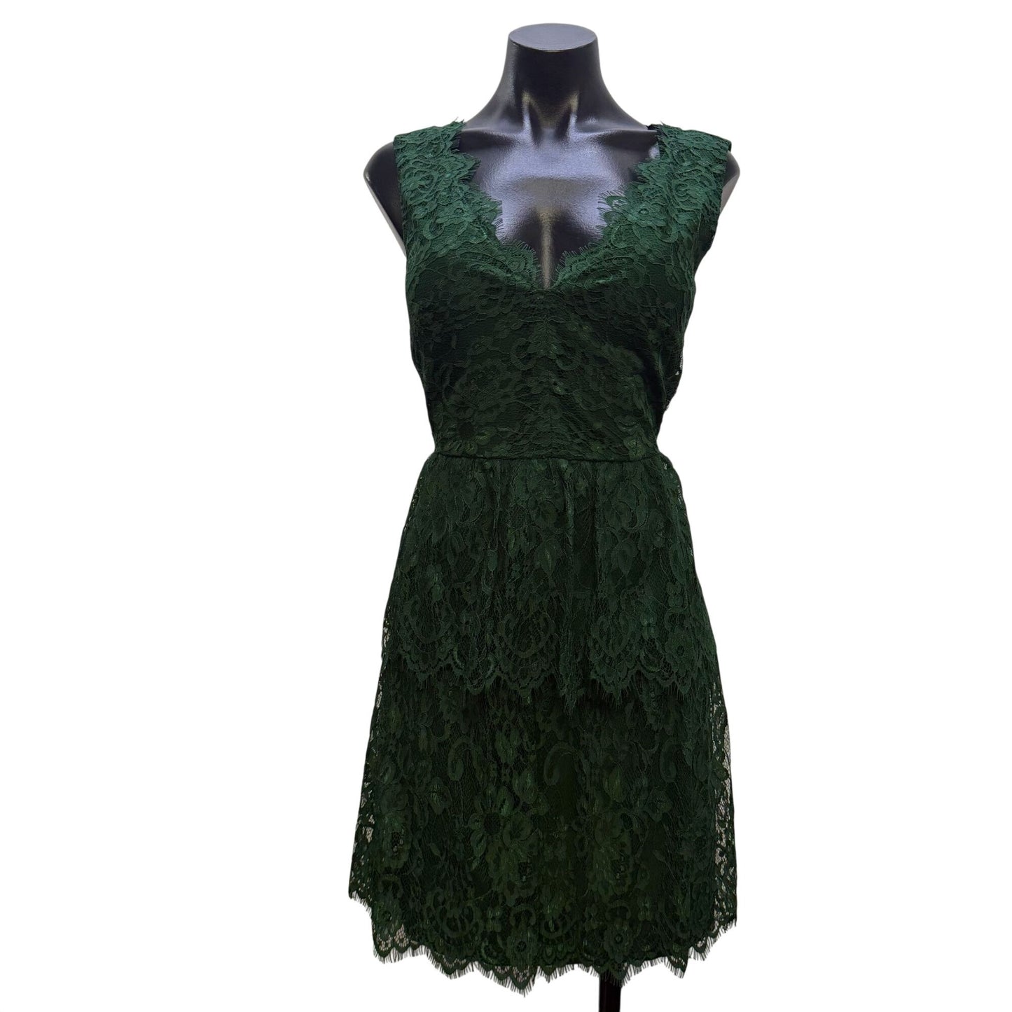 Gianni Bini Lace Dress Green Sleeveless V-Neck Size 2