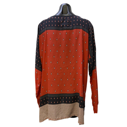 Pete & Greta Johnny Was Embroidered Silk Blouse Red Multi L