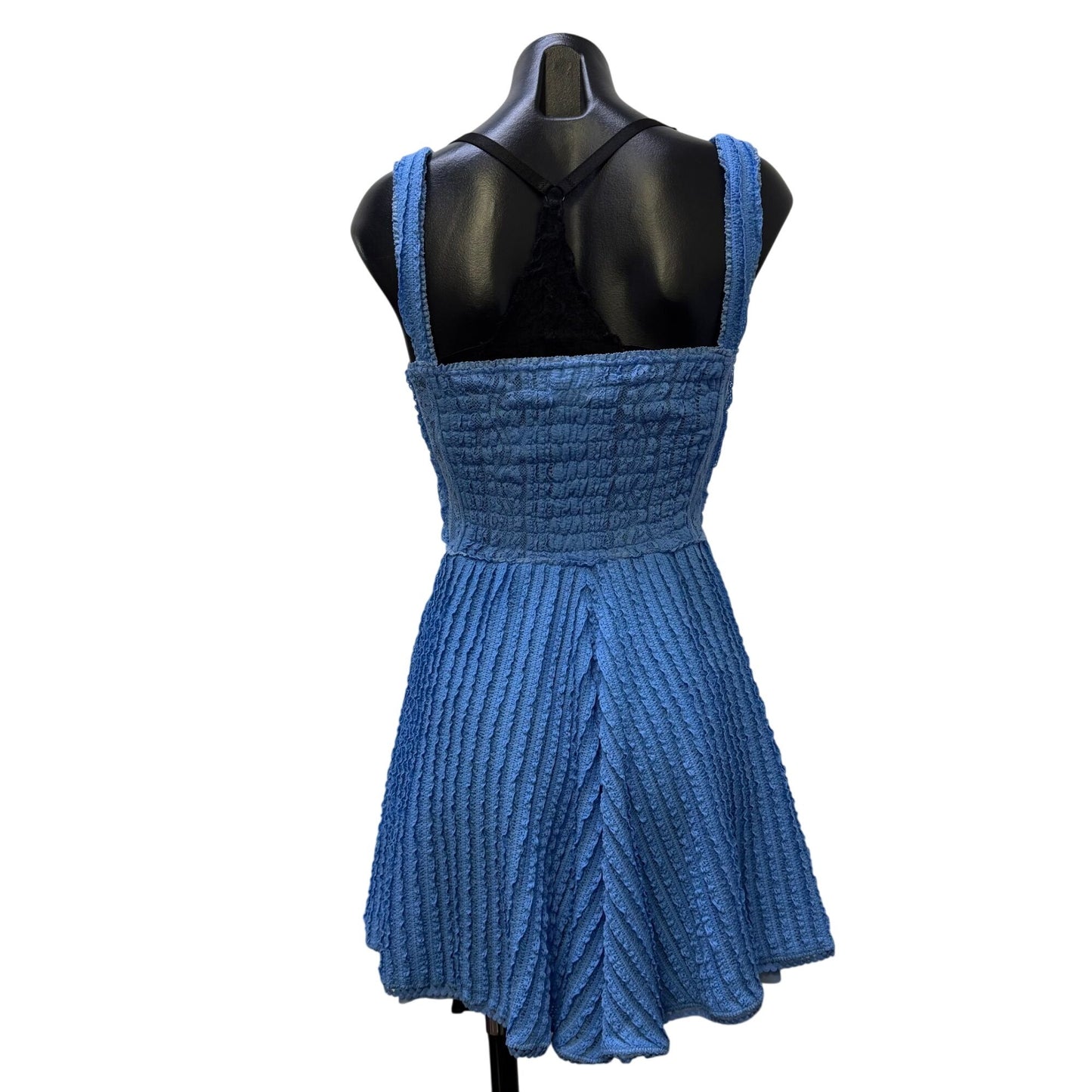 Charo Ibiza 1989 Blue Lace Textured Sleeveless W/Bra Dress S