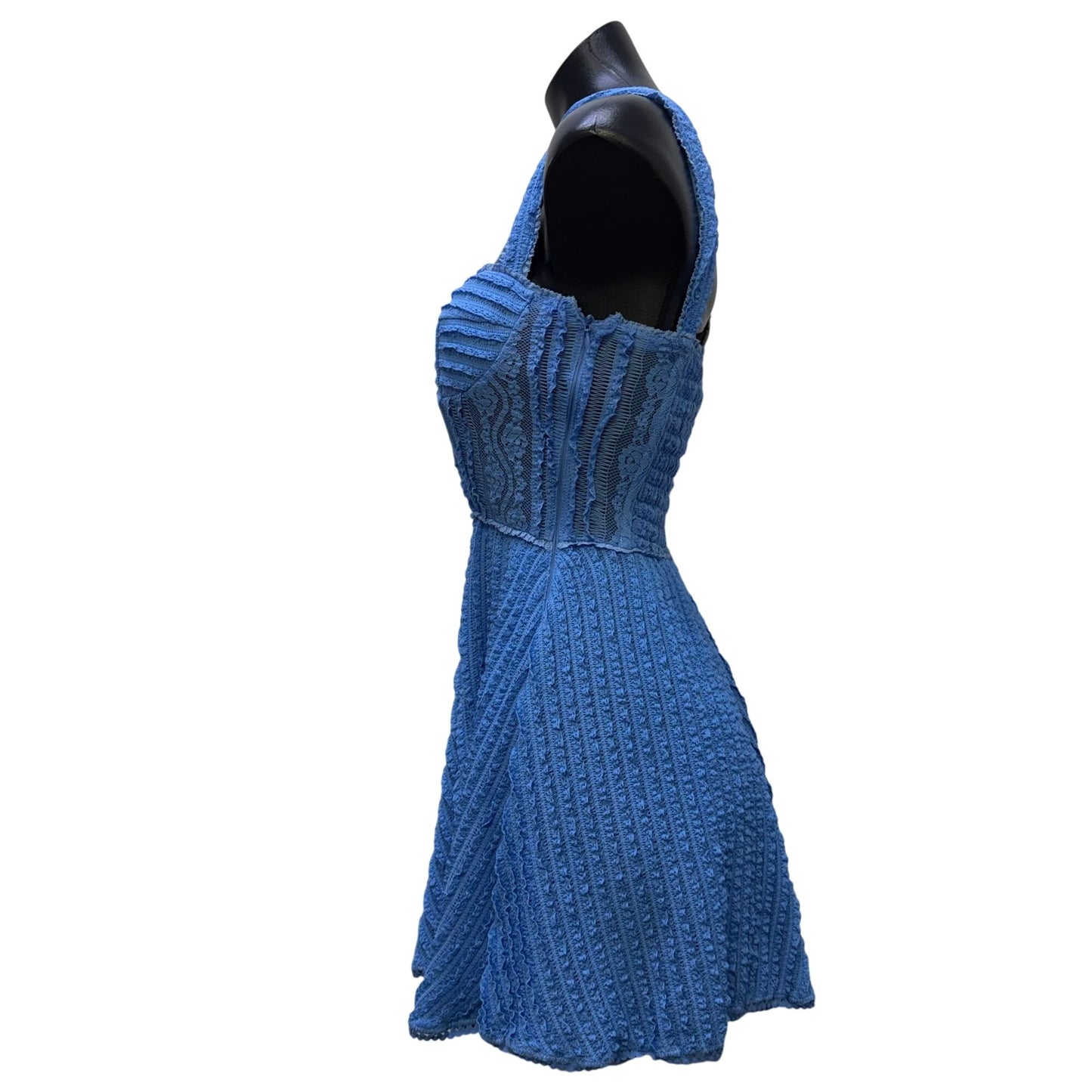 Charo Ibiza 1989 Blue Lace Textured Sleeveless W/Bra Dress S