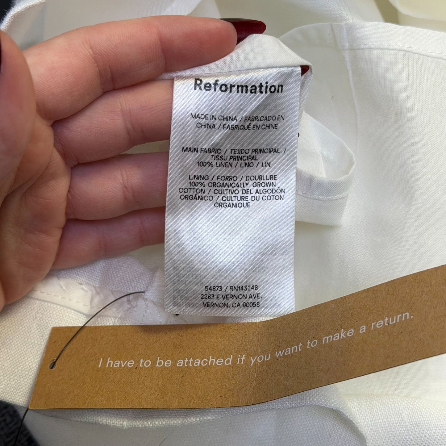 NWT Reformation Rina Low Waisted White Linen Skirt Size 6