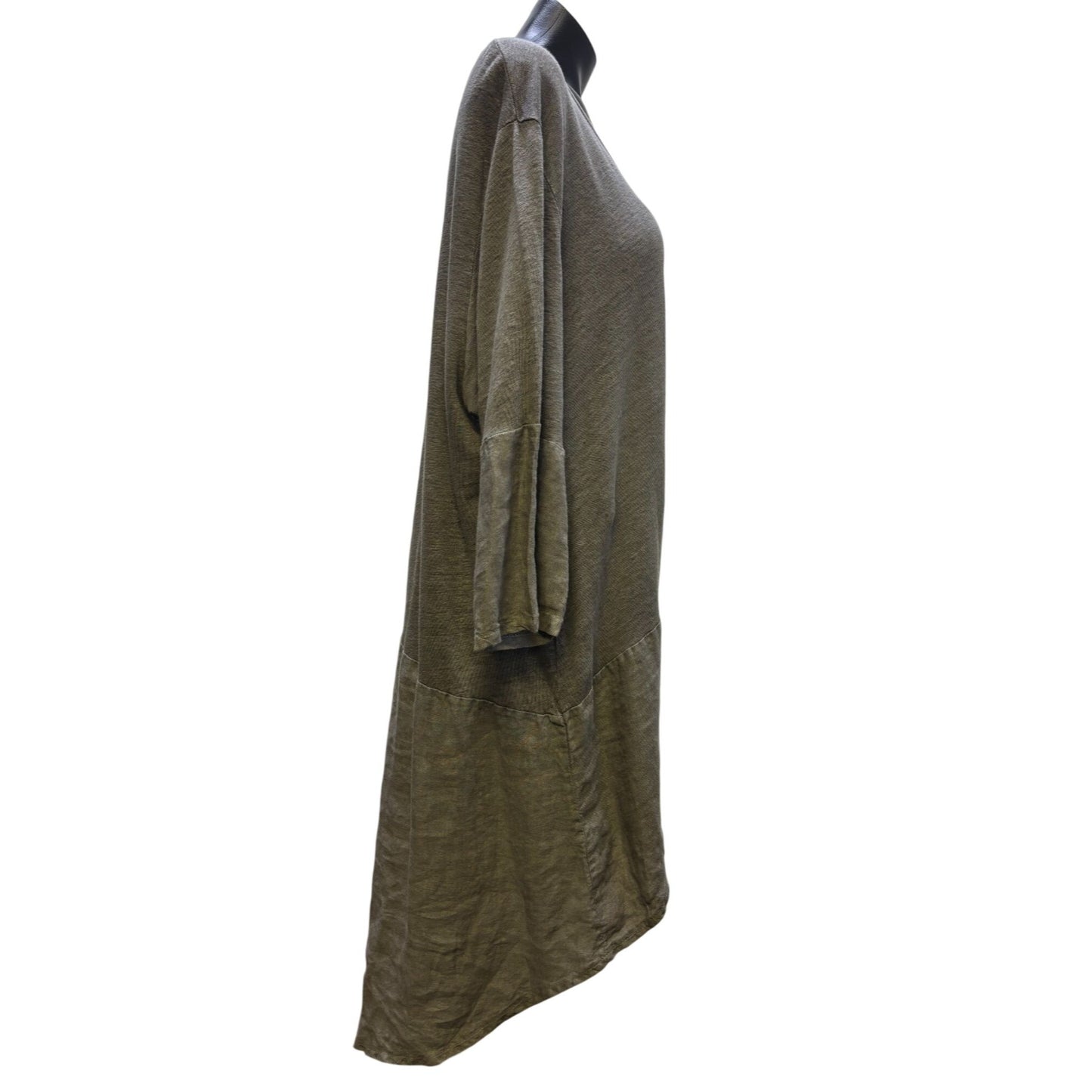 Linen Tunic Dress Hi-Low Style Grey Made In Italy Size L