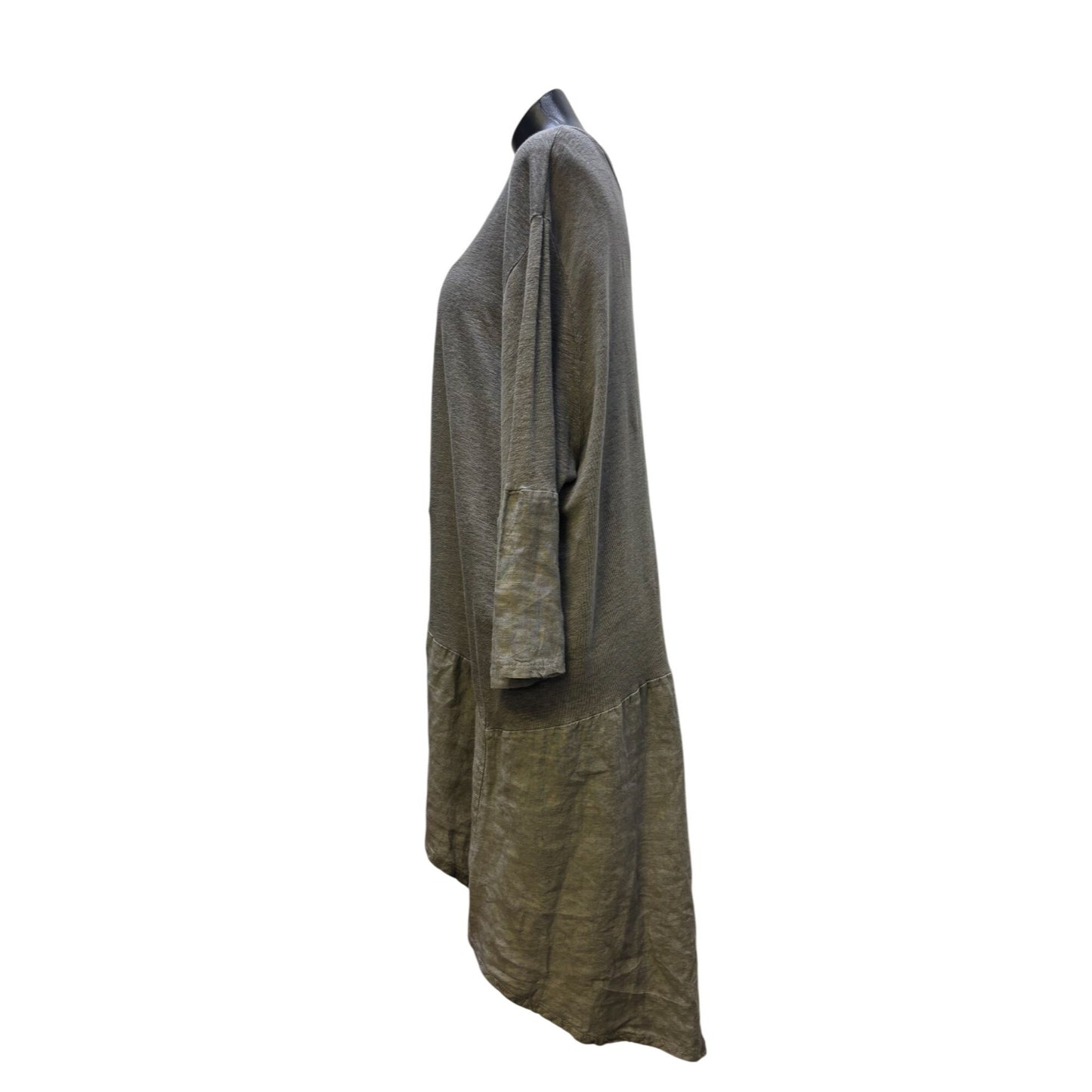Linen Tunic Dress Hi-Low Style Grey Made In Italy Size L
