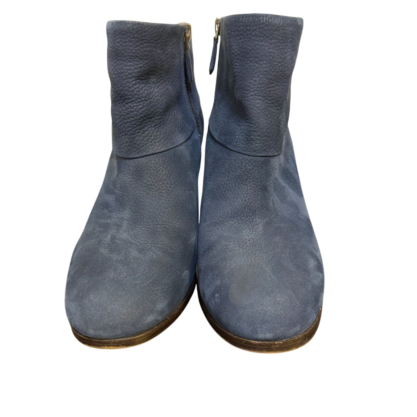 Cole Haan Navy Leather Ankle Boots With Wooden Block Heel Size 7