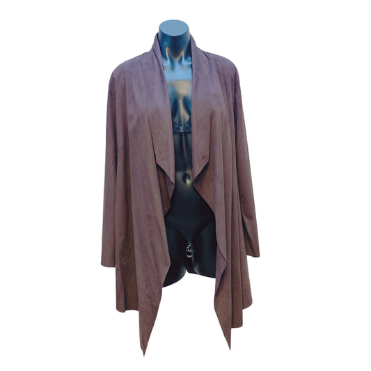 Soft Surroundings Brown Faux Suede Jacket With Laser Cut Design on Back - Size L