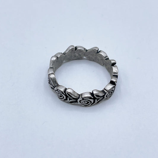 James Avery Sterling Silver Rose Band Ring With Intricate Floral Design 9
