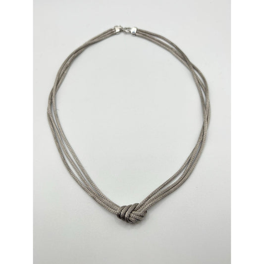 Elegant 925 Sterling Silver Woven Mesh Knot Necklace