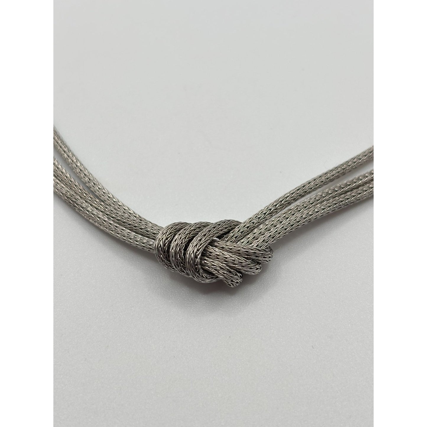 Elegant 925 Sterling Silver Woven Mesh Knot Necklace