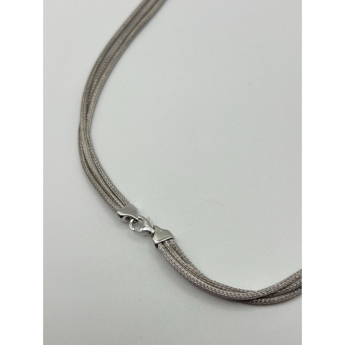 Elegant 925 Sterling Silver Woven Mesh Knot Necklace