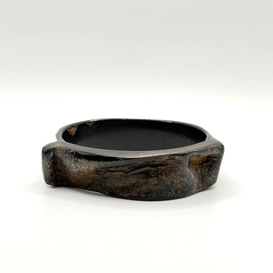 Buffalo Black Horn Bracelet With Natural Grain Texture