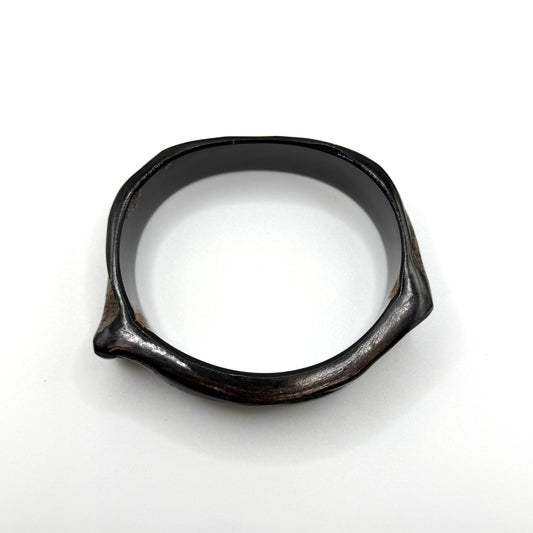 Buffalo Black Horn Bracelet With Natural Grain Texture
