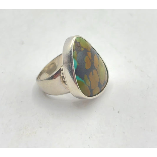 Sterling Silver .925 Tear Drop Turquoise Ring Size 7