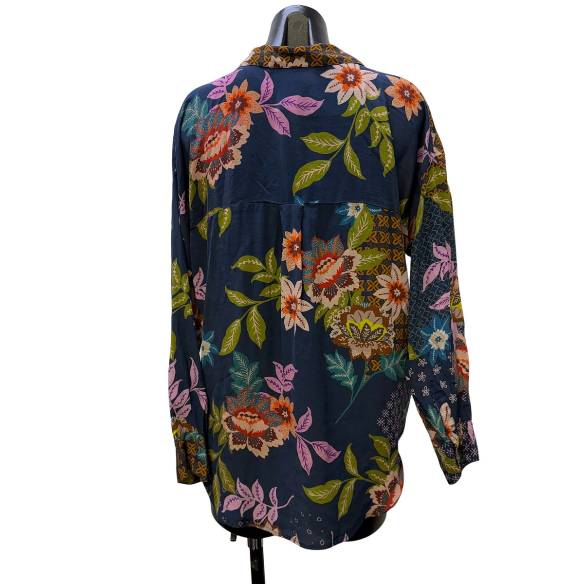 Johnny Was Floral Silk Blouse Multi-Color S