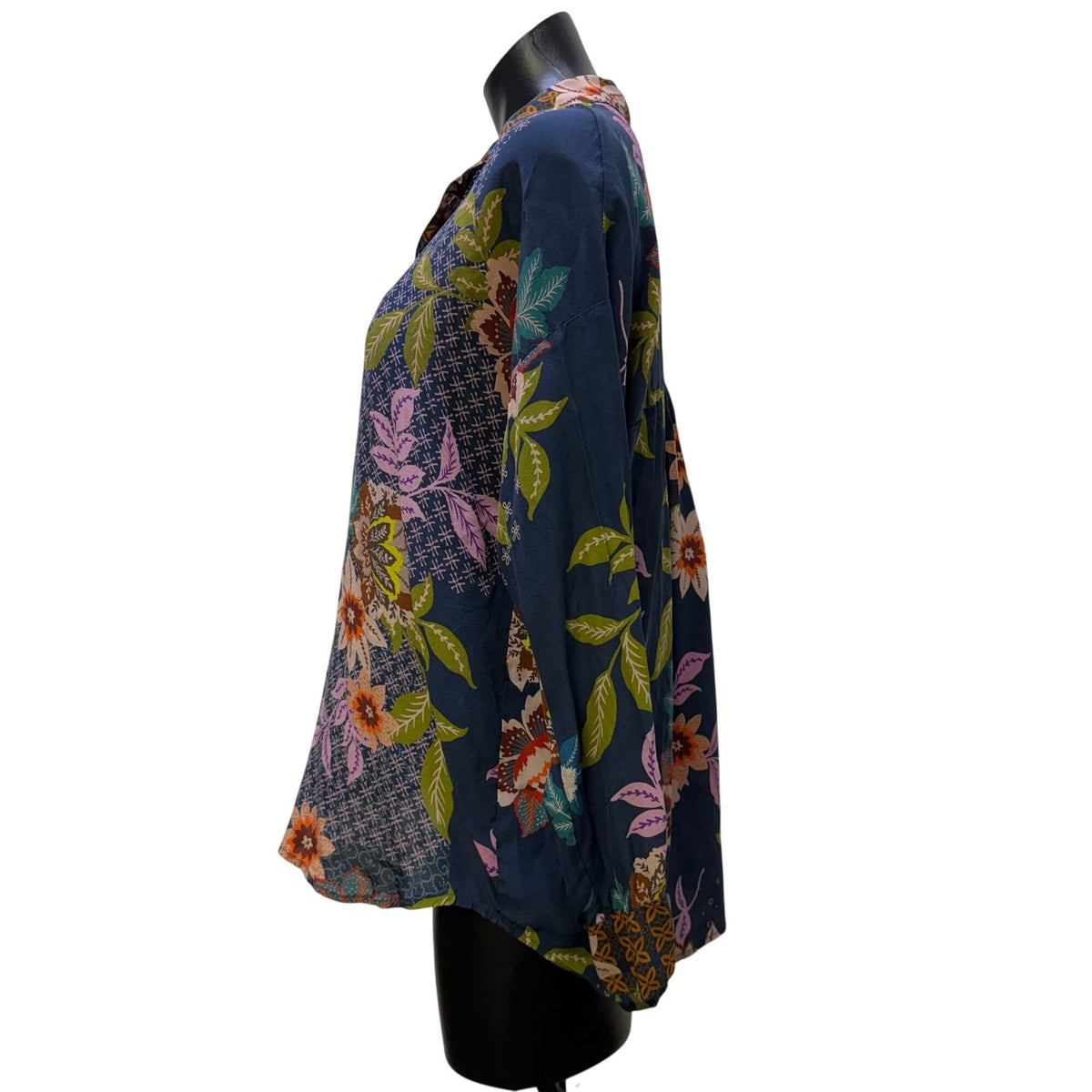 Johnny Was Floral Silk Blouse Multi-Color S